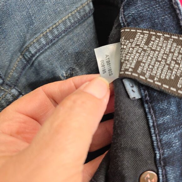 7 For All Mankind Men’s 36x31 Slimmy Blue Jeans Dark Wash Stretch Distressed - Picture 8 of 12